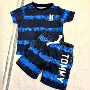 TOMMY HILFIGER Little Boys Tie Dye
 T-shirt & Shorts set Blue and Black, Size 2T